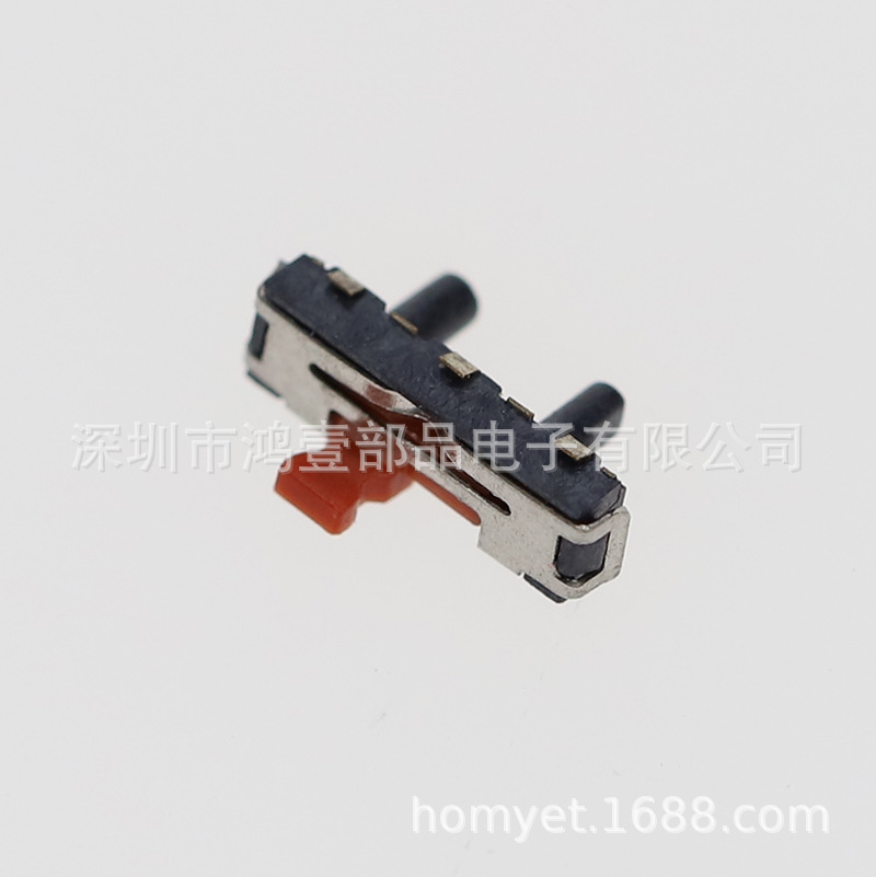 深圳厂家直销薄型立式贴片5脚拨动开关红柄2档微型MSK开关带定位
