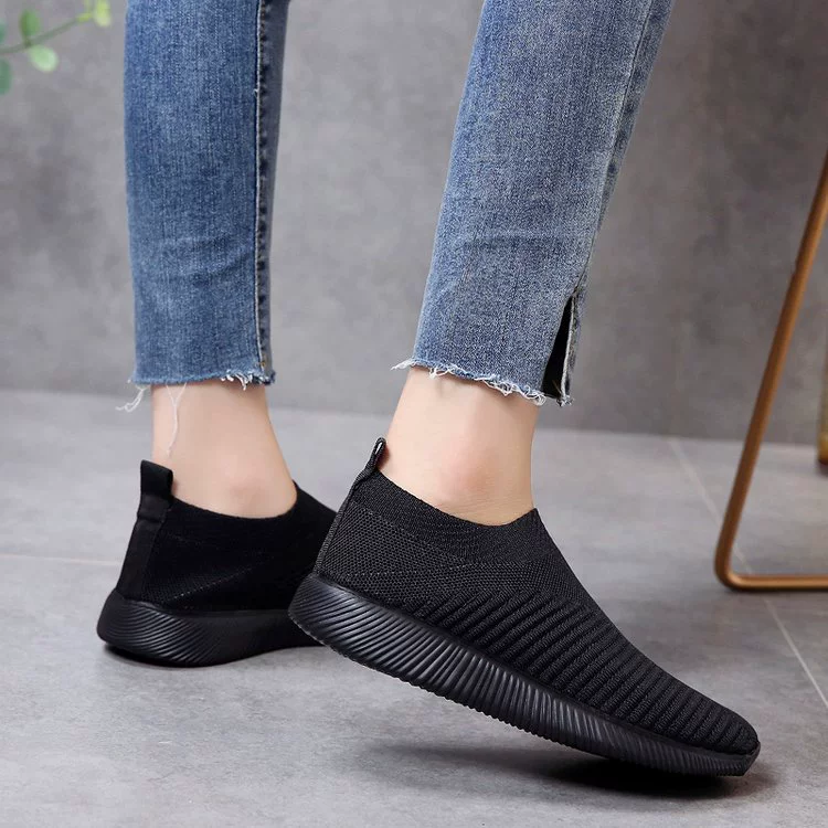 Вязаные Slip-on кроссовки, дышащий низкий мысок, лёгкая повседневная обувь, размеры 35–43