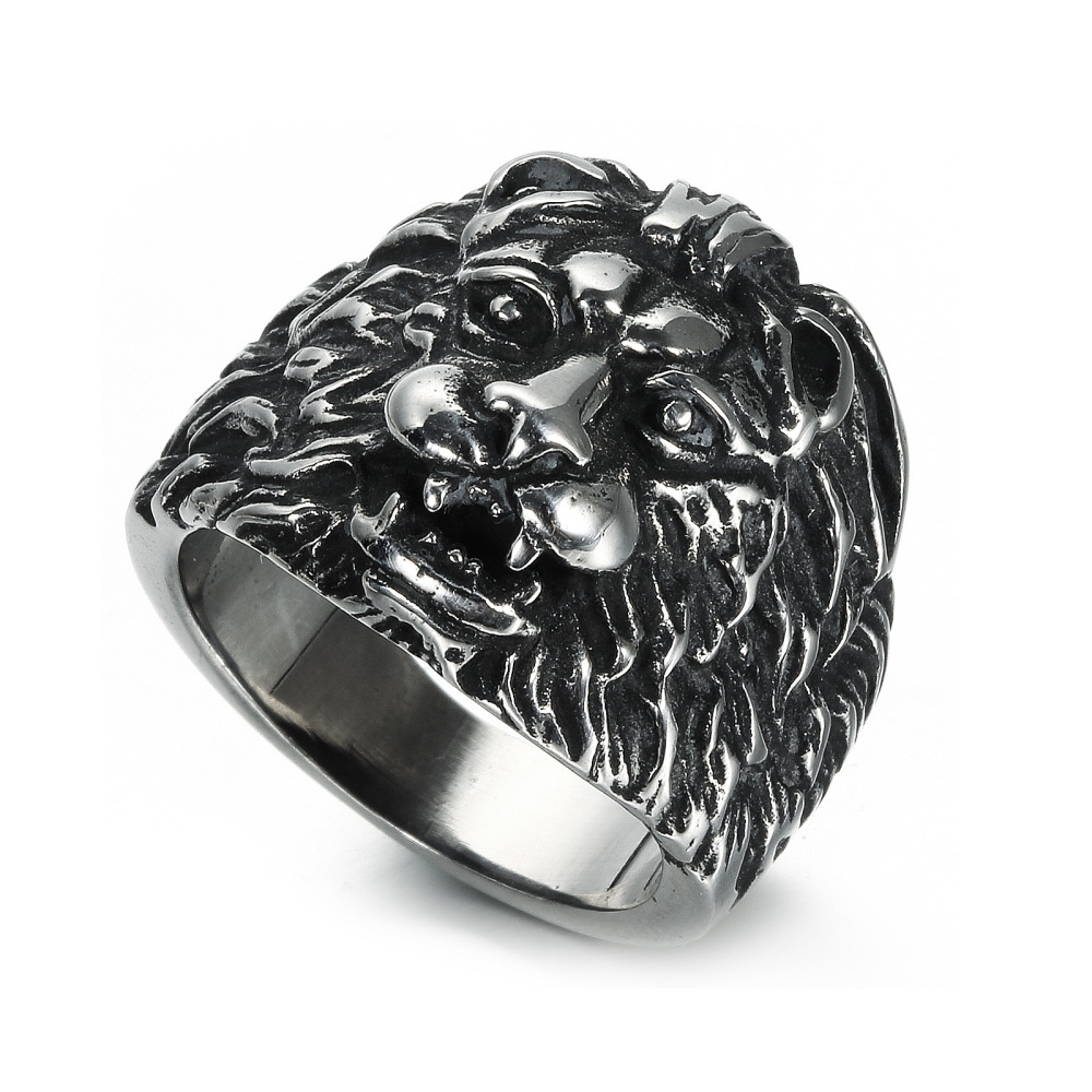 A European and American foreign trade Men's stainless steel lion ring retro animal titanium steel jewelry wholesale cross-border e-commerce ebay