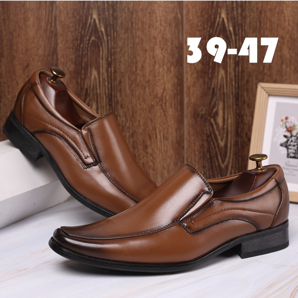 Leather shoes for men color shoes for men slip-on leather shoes for men small square head leather shoes for men_voghion.com
