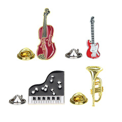 New Creative Trend Zinc Alloy Guitar Badge Oil Drop Retro Violin Piano Musical Instrument Brooch