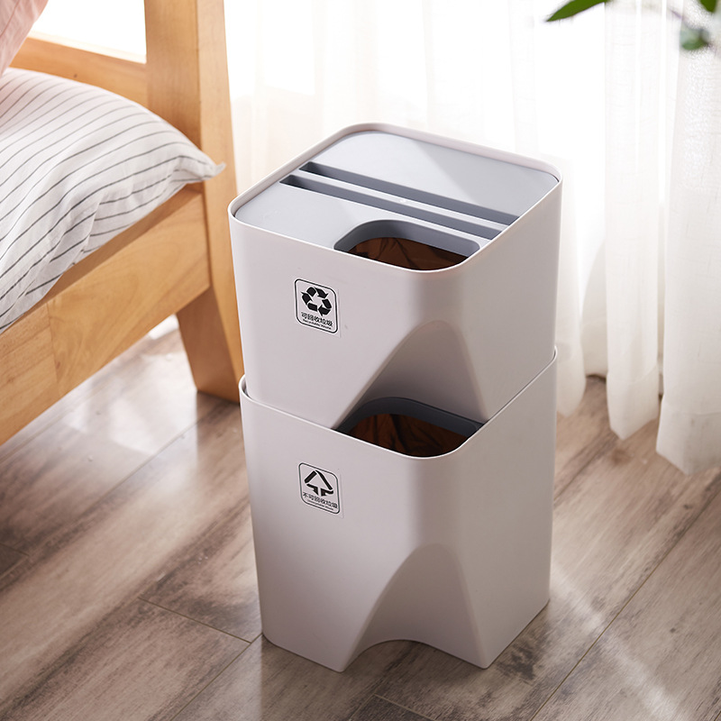 Garbage sorting garbage can Household use dry and wet separation garbage can can be stacked garbage can