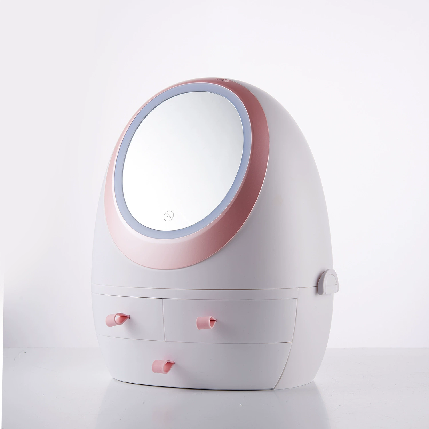 Handheld Makeup Storage Box with LED Mirror, ABS Plastic, 31×22×34 cm, Drawer Organizer