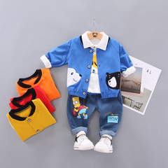 Boys' Spring and Autumn Set 2019 New Baby Autumn Baseball Suit 1-2-3-4 Years Old Toddler and Infant Clothing Set of Three