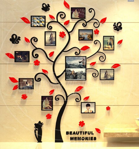 M84-Cat Style Photo Frame Tree Photo Wall Acrylic Stereo Wall Sticker Entrance Tv Background Wall