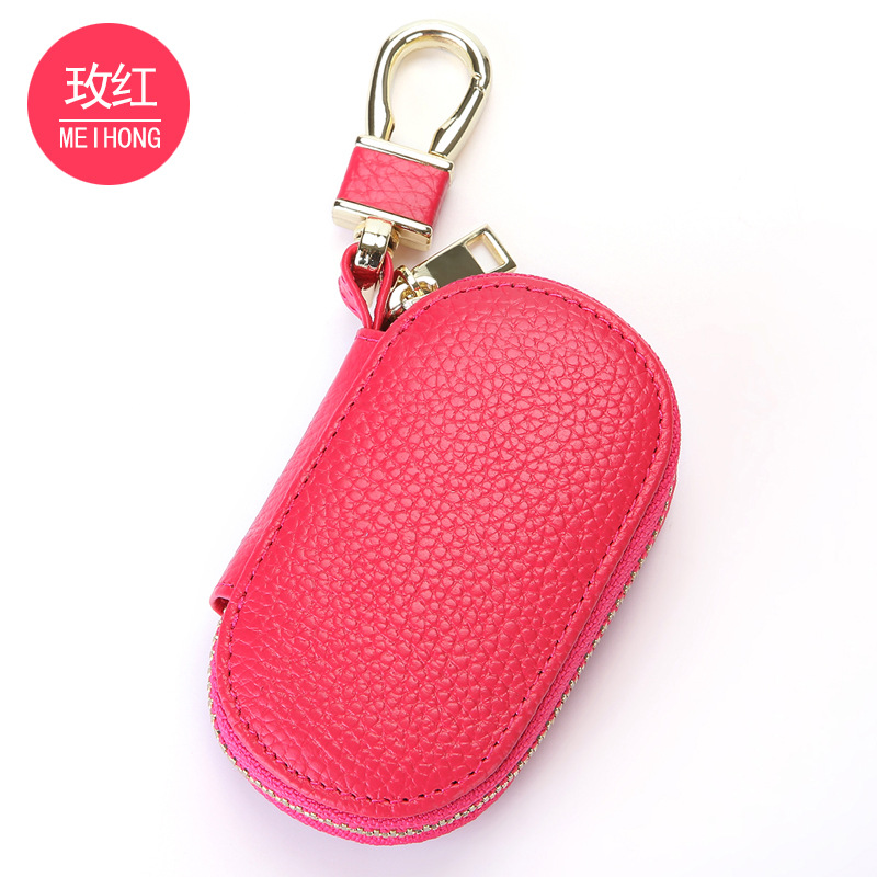 La primera capa de piel de vaca modelo universal con cremallera para llaves de coche 2024 moda nuevo conjunto de llaves fabricante al por mayor