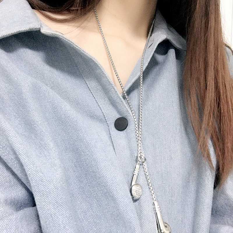 Earphone Necklace Stainless Steel Adjustable Long Chain Pendant_voghion.com