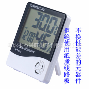 Электронный номер измерителя температуры и влажности HTC-1 показывает большой экран внутреннего и наружного офиса теплицы
