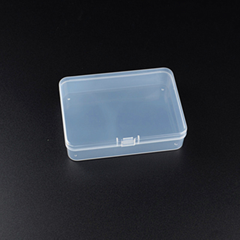 长方形透明PP小空盒电子产品饰品小物料盒白色收纳零件盒有带盖