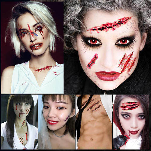 New scar Halloween tattoo stickers funny horror scar stickers waterproof realistic tattoo stickers 