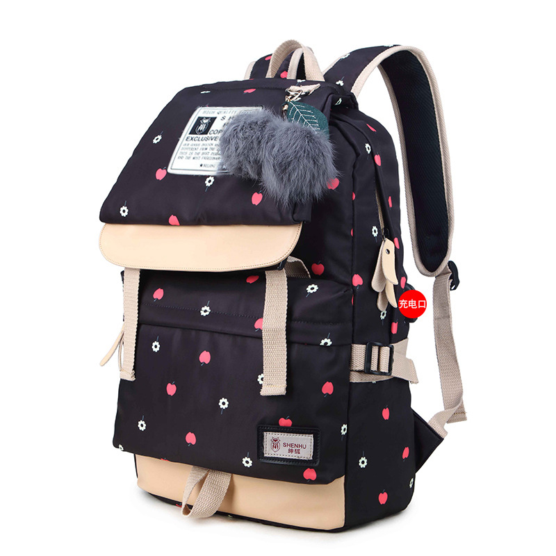 Mochila de escuela secundaria y secundaria universal multifuncional de gran capacidad transfronteriza, bolsa de ordenador informal ligera, bolsa de viaje, mochila impresa