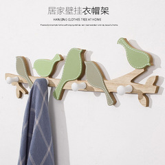 American creative pastoral wooden bird hook wall hanging home bedroom door coat hook wall decoration pendant decoration