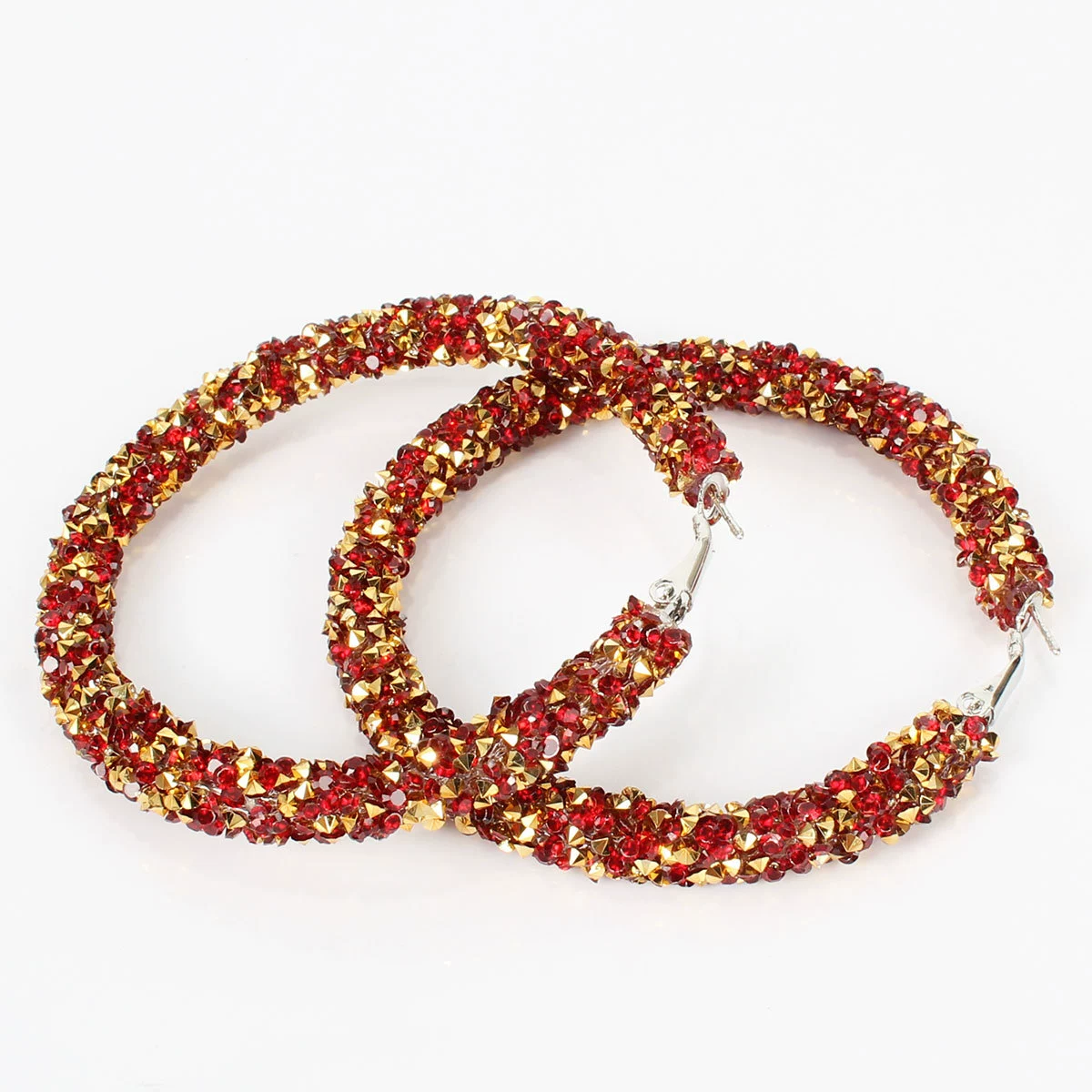 Кольцо-гвоздики серьги Hoop Earrings, Европейско‑Американская мода сплав с инкрустацией кристаллами, 6.5 см, легкость