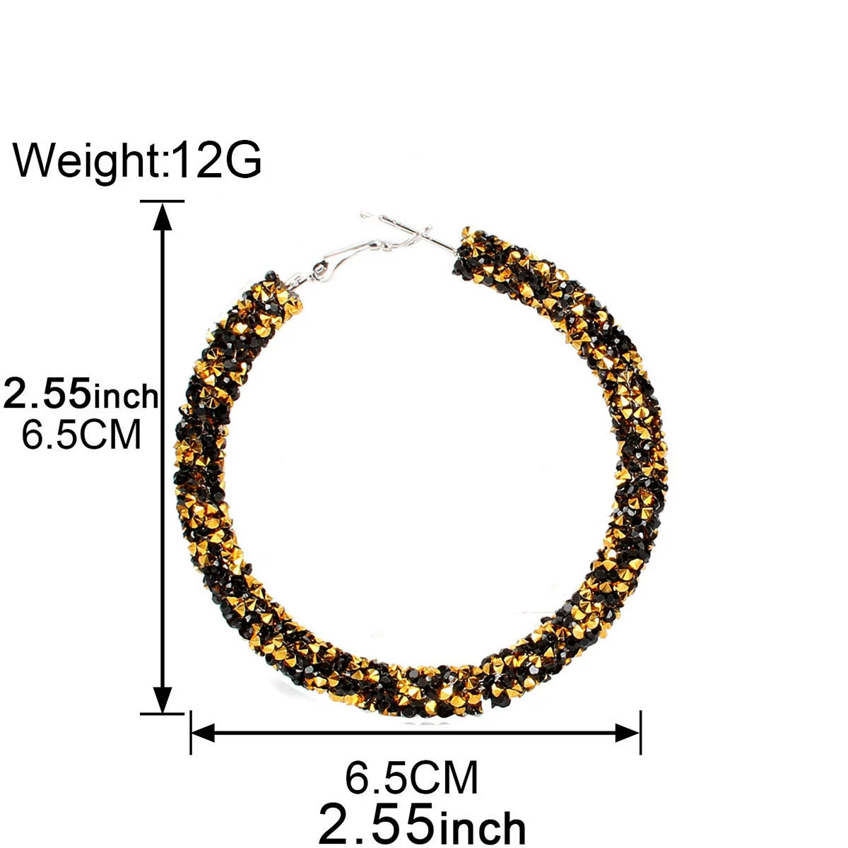 Кольцо-гвоздики серьги Hoop Earrings, Европейско‑Американская мода сплав с инкрустацией кристаллами, 6.5 см, легкость