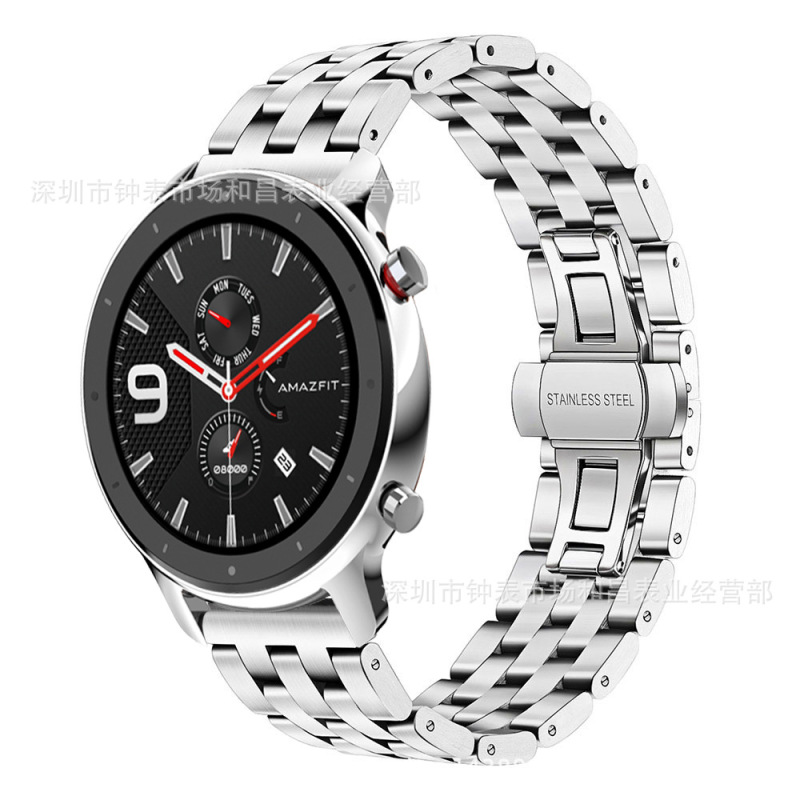 For amazfit GTR 47mm five-bead butterfly buckle stainless steel strap Huami GTR42MM five steel straps