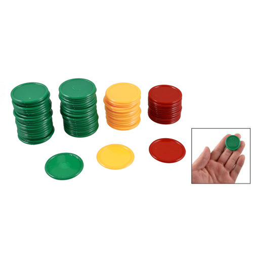 3.2Cm ordinary three-color chips, mahjong chips, game brand, game tokens, plastic chips, 68 pieces