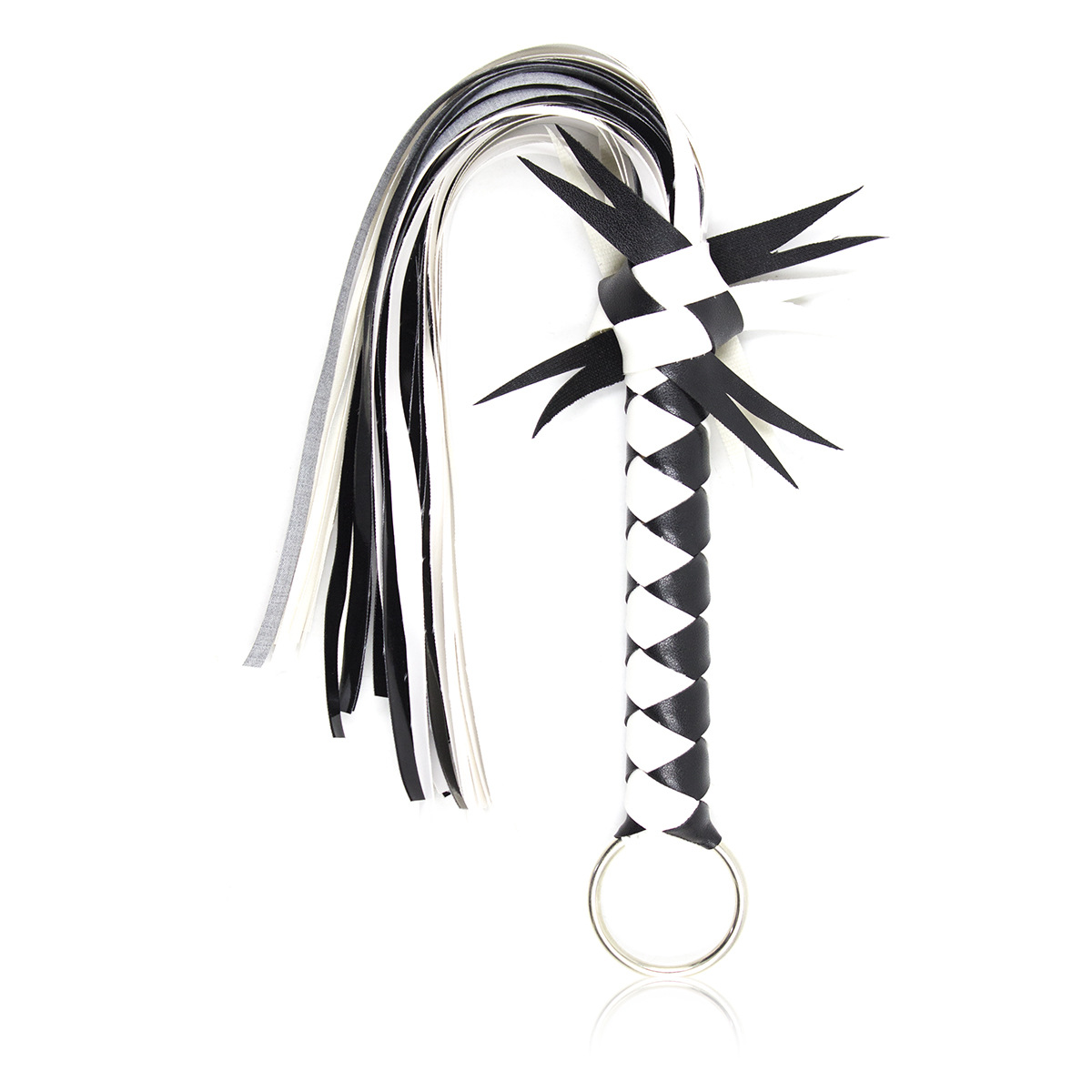 Tienda de la fábrica al por mayor juguetes sexuales látigo de serpiente blanco y negro látigo tejido a mano látigo único látigo largo látigo Accesorios