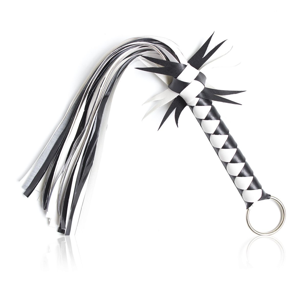 Tienda de la fábrica al por mayor juguetes sexuales látigo de serpiente blanco y negro látigo tejido a mano látigo único látigo largo látigo Accesorios