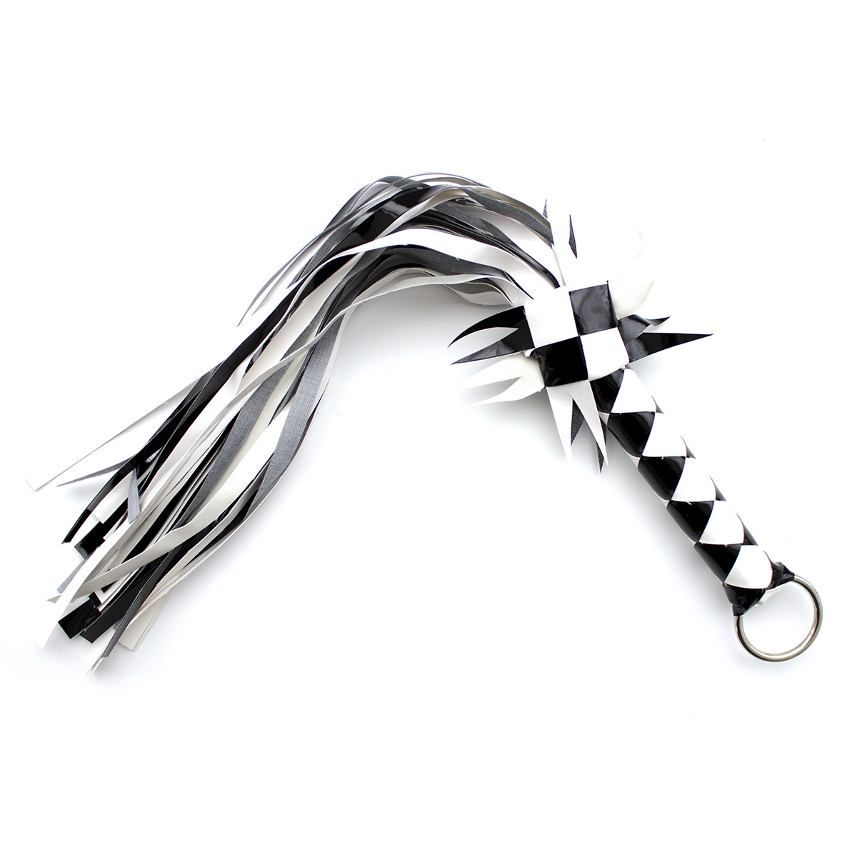 Tienda de la fábrica al por mayor juguetes sexuales látigo de serpiente blanco y negro látigo tejido a mano látigo único látigo largo látigo Accesorios