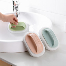 家用素色手柄清洁刷 除污海绵擦浴室厕所瓷砖百洁刷厨房刷子