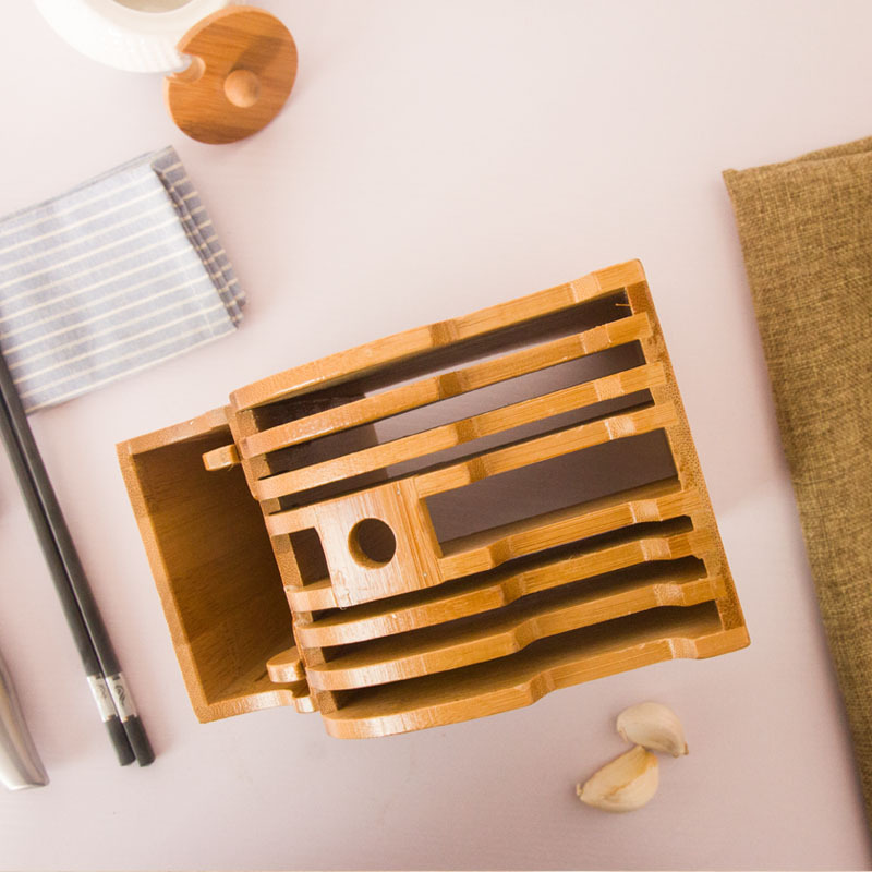 Suministro directo de fábrica de bambú multi-funcional cuchillo de cocina suministros cuchillo almacenamiento rack de almacenamiento al por mayor de una sola pieza de entrega