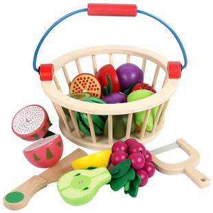Children's wooden magnetic simulation fruits and vegetables cut to see the baby cut to play house kitchen toys wholesale