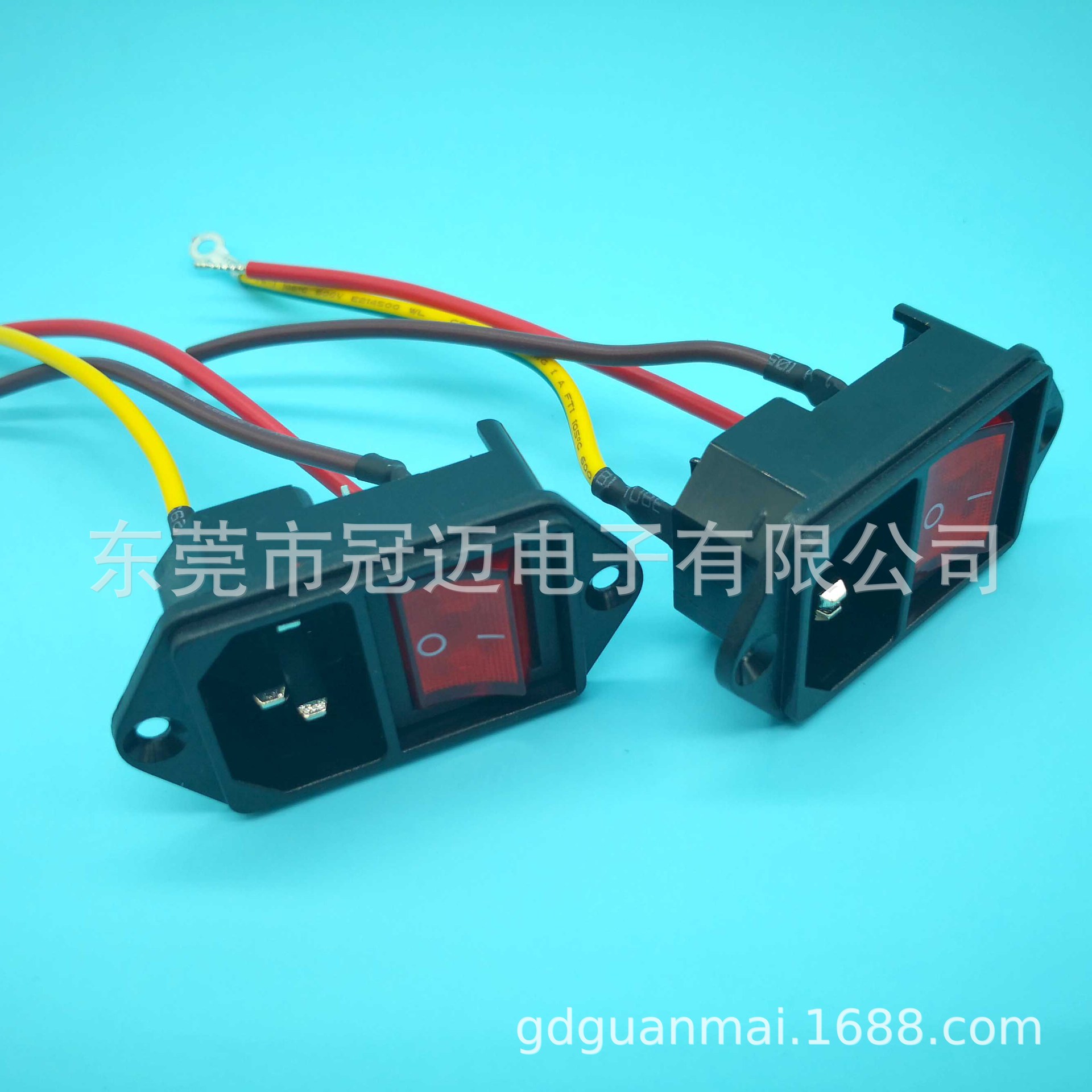 二合一插座 C14 IEC60320 品字尾 船型开关带灯 植物灯电源 接线