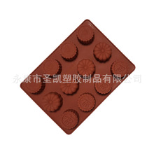 12连圆形福字硅胶蛋糕模微波炉烤箱用果冻巧克力烘焙工具厂家直销