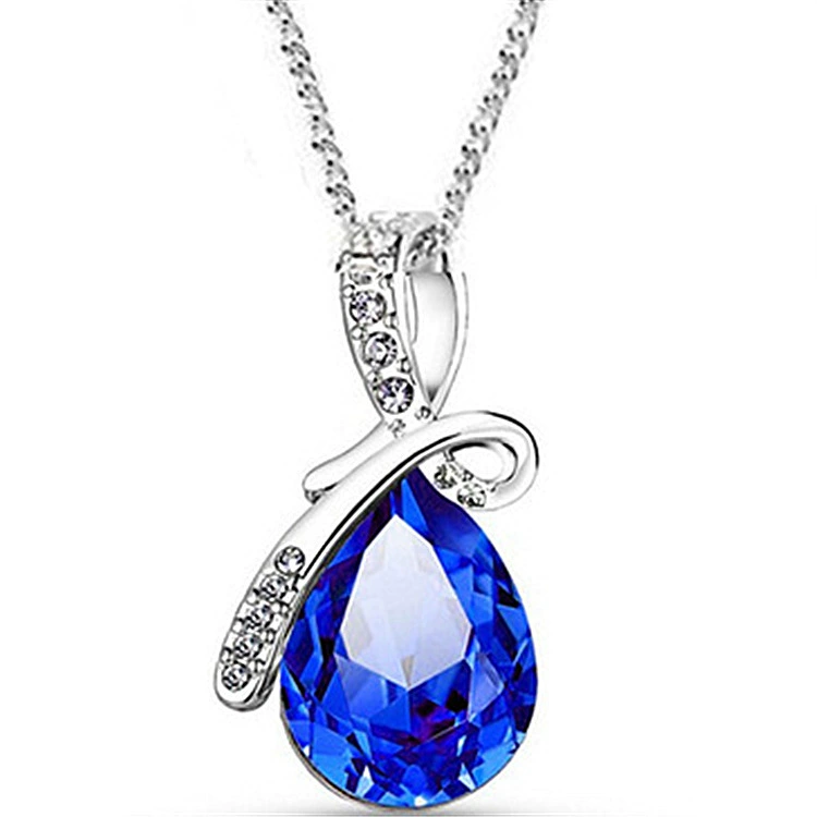 [Аксессуары оптом корейского стиля серебрёное necklace капля воды ангел слеза подвеска австрийский кристалл драгоценная серебряная вставка]