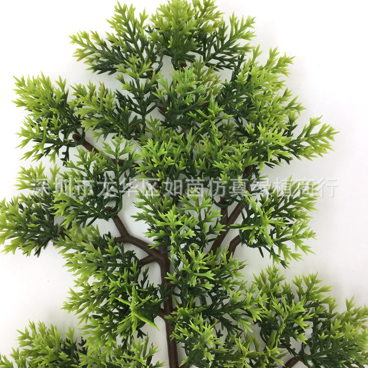 Simulación de ramas de pino verde hermosa Luohan Cliff Bai Pino decoración de interior simulación falsa planta de plástico maceta adornos