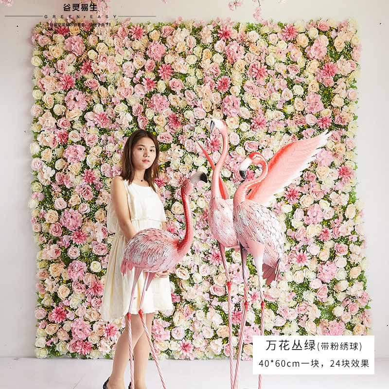 Pared de flores artificiales para bodas, pared de plantas, fondo de pared para bodas, decoración de flores falsas para escaparates de centros comerciales, flores de seda de rosa al por mayor