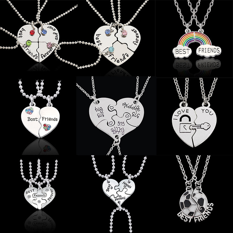 Korean-Style Friendship Best Friend Necklace for Women, Multi-Piece Letter Pendant, Heart Clavicle Chain, Wholesale Souvenir Set