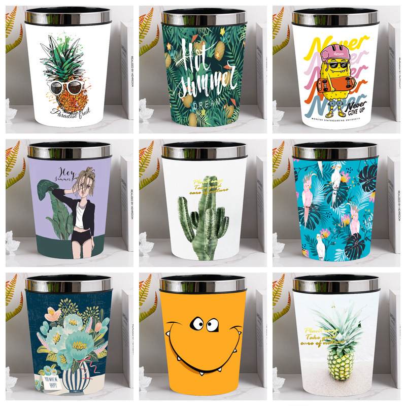 Nordic-Style Waterproof Trash Can for Home Storage, Bathroom Lidless Waste Bin, Mold-Resistant and Waterproof