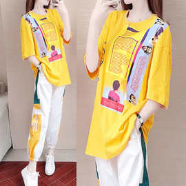 休闲运动套装女潮牌夏天网红时尚时髦鬼步舞衣服两件套宽松遮肉