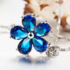 Advanced jewelry, sapphire pendant flower-shaped, necklace, Korean style, high-quality style, wholesale