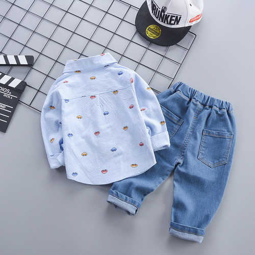  Autumn Casual Children's Clothing Boys' Shirt Long Sleeve Pants Set Kindergarten Spring and Autumn Uniform Two-Piece Set 