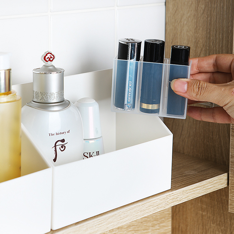 Espejo Gabinete caja de almacenamiento cosméticos productos para el cuidado de la piel almacenamiento misceláneas compartimiento interior transparente Almacenamiento de escritorio caja de Organización Doméstica