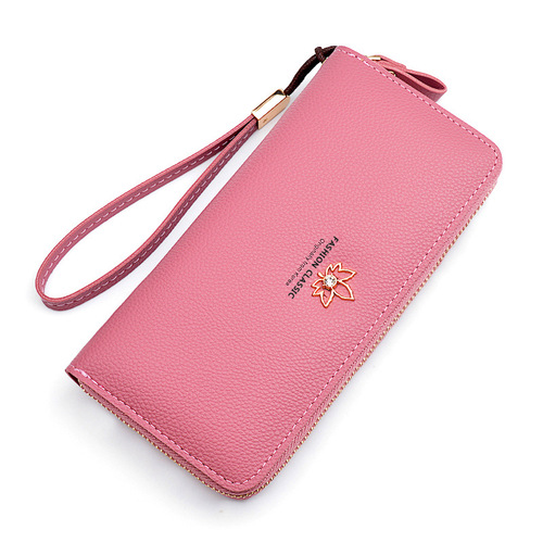 New women's wallet women's long zipper clutch bag women's fashion simple large capacity pebbled pattern wallet mobile phone bag