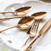 The palace carved European -style western food knife and fork and warm rose gold electroplating vacuum titanium 304 stainless steel export