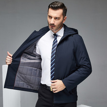 冬季新款中年男士棉衣外套中老年爸爸装棉袄商务休闲连帽保暖棉服