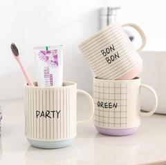 Creative toothbrush cup and toothpaste holder, minimalist printed, for home use, adult couples, bathroom cups, tooth cups