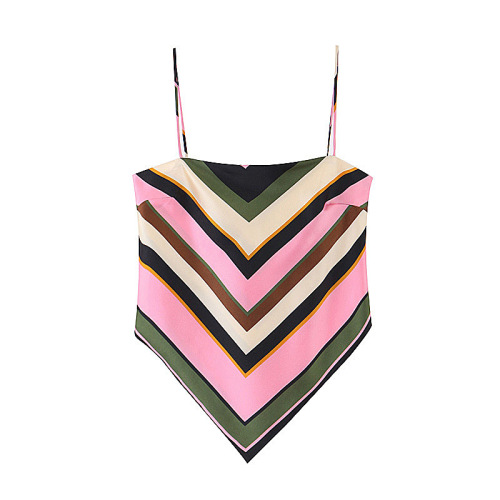 Beach sling for women European and American style fashionable inner printed top with knotted back summer seaside beach vest summer