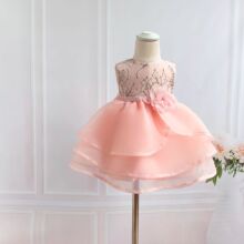 2026新款婴儿满月周岁礼服童裙 韩版蕾丝甜美儿童连衣裙