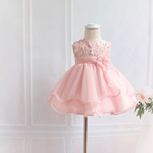 新款供应女宝宝公主套装 娃娃领粉色宝宝百日周岁公主礼服0-3岁