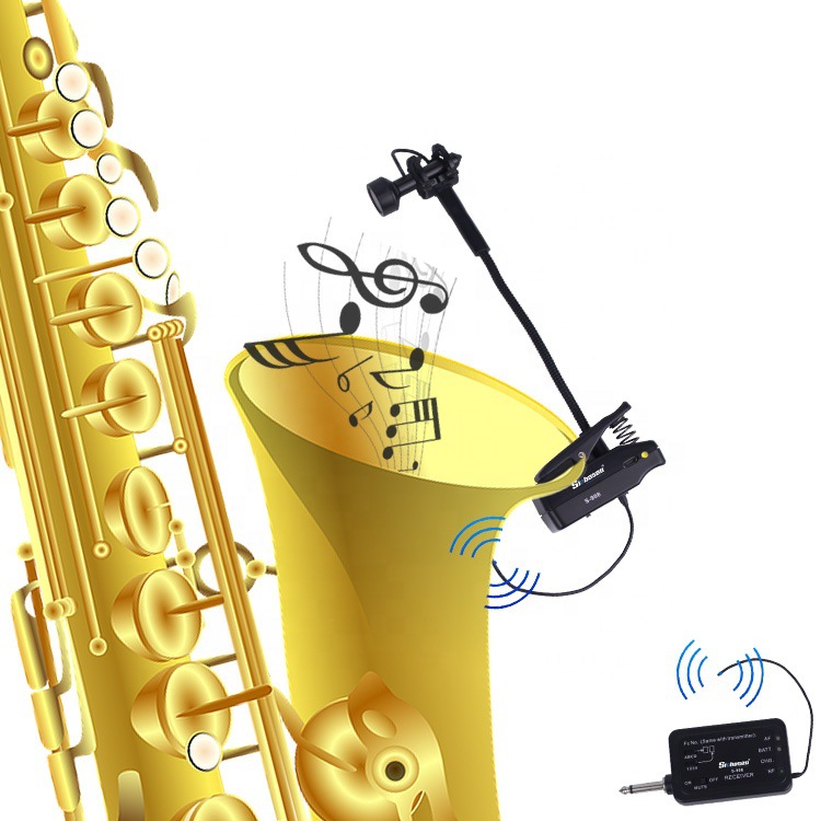 Fábrica al por mayor MICRÓFONO INALÁMBRICO instrumento musical micrófono rendimiento audio saxofón micrófono especial
