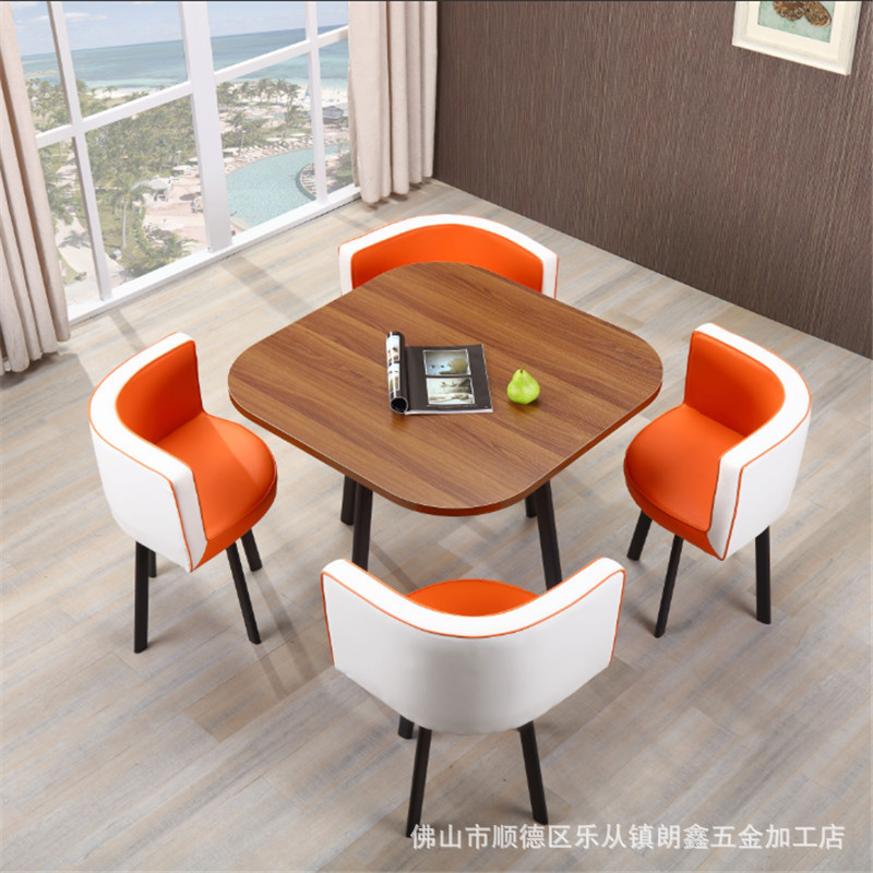 Conjunto de mesa y sillas para recepción, mesa de negociación, mesa y sillas para recepción de tienda, mesa redonda pequeña de oficina, estilo empresarial