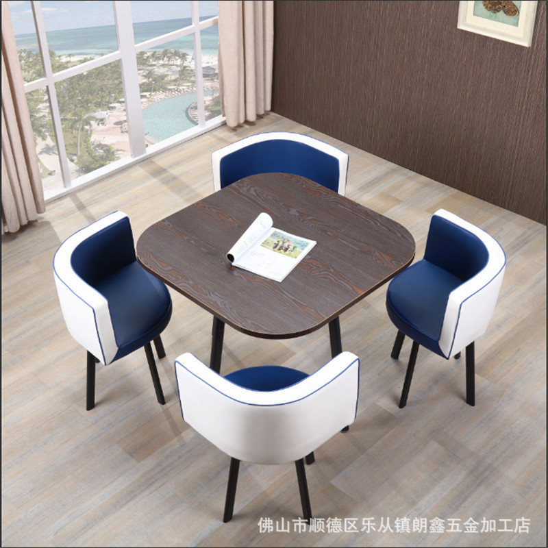 Conjunto de mesa y sillas para recepción, mesa de negociación, mesa y sillas para recepción de tienda, mesa redonda pequeña de oficina, estilo empresarial