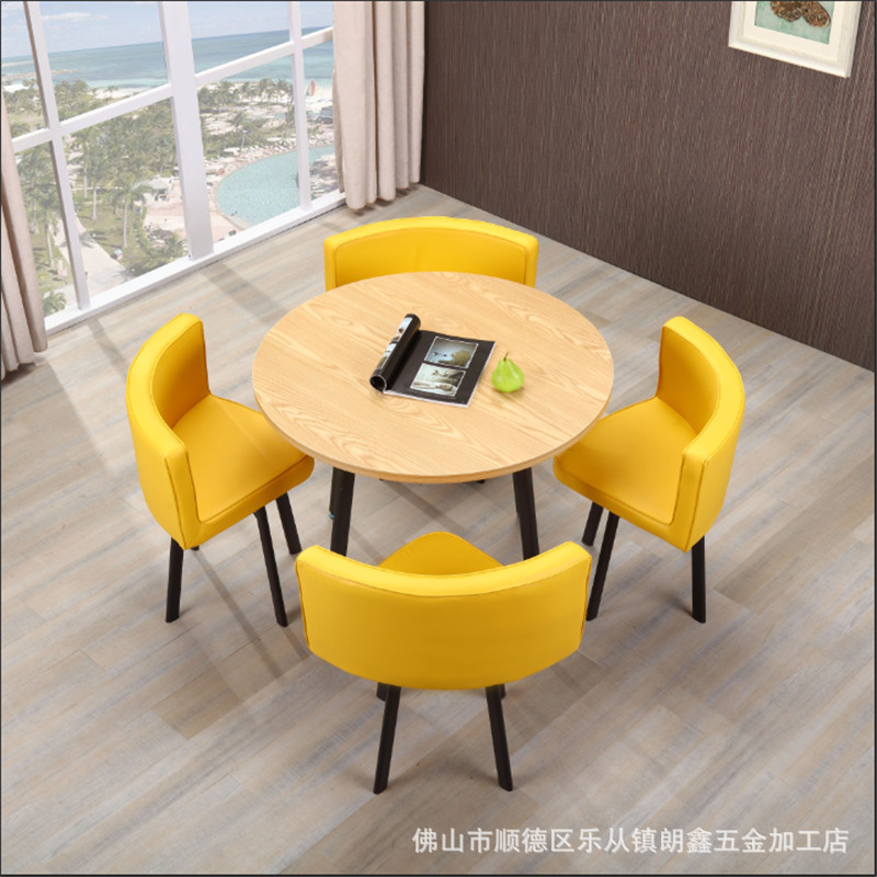 Conjunto de mesa y sillas para recepción, mesa de negociación, mesa y sillas para recepción de tienda, mesa redonda pequeña de oficina, estilo empresarial