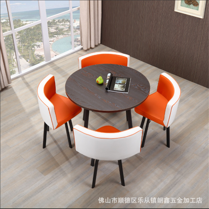 Conjunto de mesa y sillas para recepción, mesa de negociación, mesa y sillas para recepción de tienda, mesa redonda pequeña de oficina, estilo empresarial