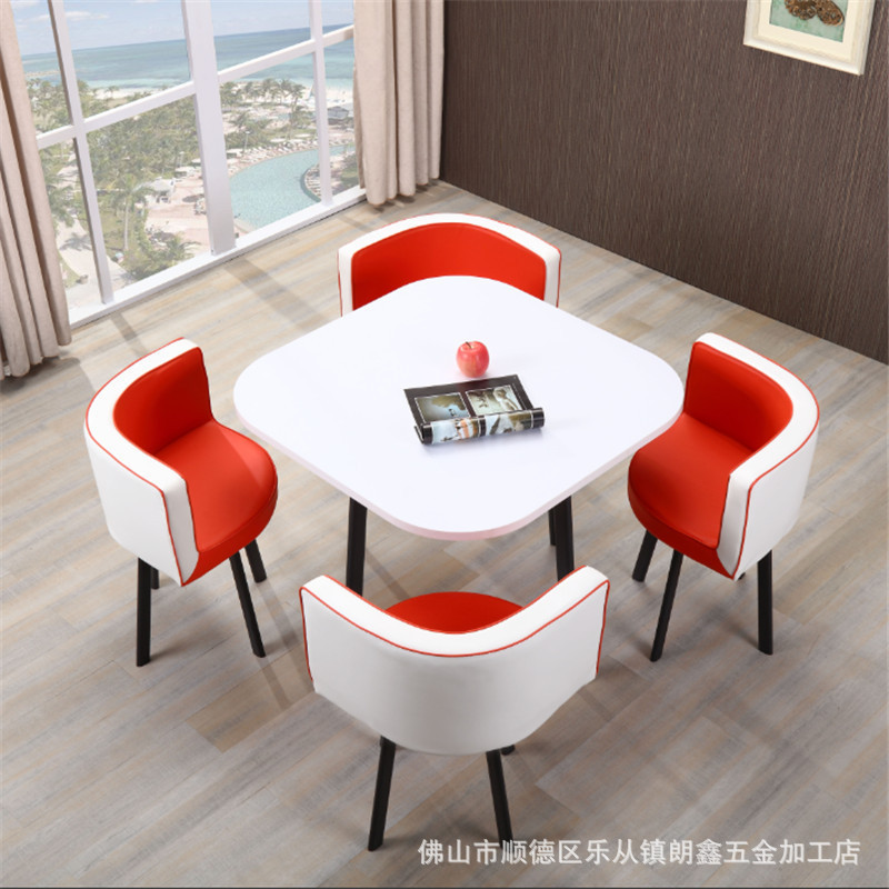 Conjunto de mesa y sillas para recepción, mesa de negociación, mesa y sillas para recepción de tienda, mesa redonda pequeña de oficina, estilo empresarial